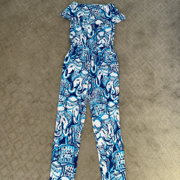 Lilly Pulitzer blue elephant jumpsuit XS - Picture 3 of 8